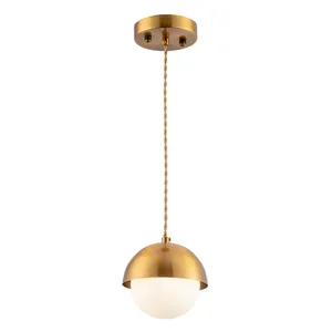 Latest Design multi style Electroplated Brass single head Small Glass Led Chandelier for Restaurant Shop Bedside Entrance Bar
