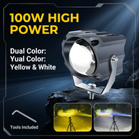 Projecteur LED 100W bicolore blanc-jaune, une lampe à double usage, longue portée, étanche, lampe de conduite tout-terrain avec support pour camion