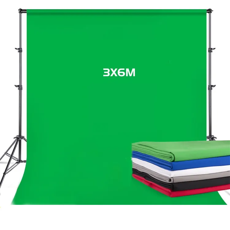 Fondo de muselina de algodón y poliéster para fotografía, telón de fondo no tejido para escenario, Color sólido, pantalla verde, 3x6m