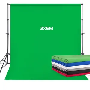 3*6M Gaya Layar Hijau Panggung Non Woven Latar Belakang Fotografi Bahan Latar Belakang Chromakey Muslin Katun Poliester Warna Solid