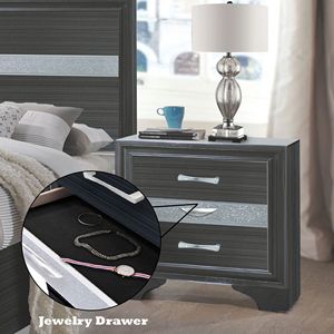 DB Naima Table de chevet européenne moderne avec 2 tiroirs Armoire de chevet pliable en bois massif finition noire pour la maison ou l'appartement - Product Image 4