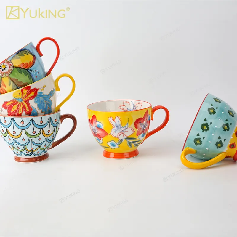 YuKing-taza de té de cerámica para oficina y hogar, taza de café pintada a mano con mango, Apto para lavavajillas tradicional, microondas, chaozhou local supp