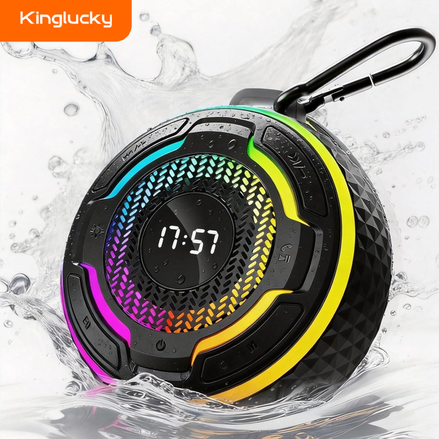 Kinglucky Q21 Waterproof Plastic Wireless for Speaker Alarm Clock 5.3 2000-3000mAh Battery Wall-Mounted Design Deep Bass