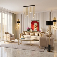 Ensemble de canapés sectionnels de luxe au design moderne, pieds en acier inoxydable, coussins rembourrés en éponge, pour appartement, villa, centre commercial, hôtel