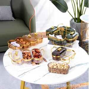 Nordic Style Dried Fruit <b>Plate</b> Plastic Divided Snack Tray With Lid Rectangle 2-3 Compartments For Home Commercial Use - Product Image 1
