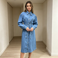 Robe à col OEM pour femme, robe évasée personnalisée pour l'été, tenue formelle modeste pour le travail, manches longues, grandes tailles pour femme