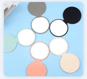 Custom Logo Standing Compact Makeup <b>Mirror</b> PU Leather Portable Travel Cosmetic <b>Mirror</b> White Black Pink - Product Image 2