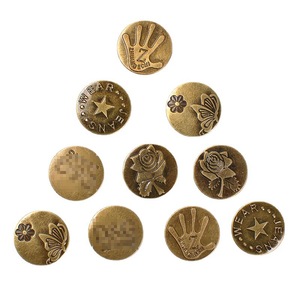 Retro Vintage Metal <b>Buttons</b> Round Patterned For Denim Clothing Jewelry Buckle Lead Free - Product Image 5