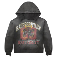 Sweat à capuche gris anthracite épais, effet vintage, imprimé graphique, détails usés, style streetwear, pull-over, fournisseur de sweats à capuche très demandé