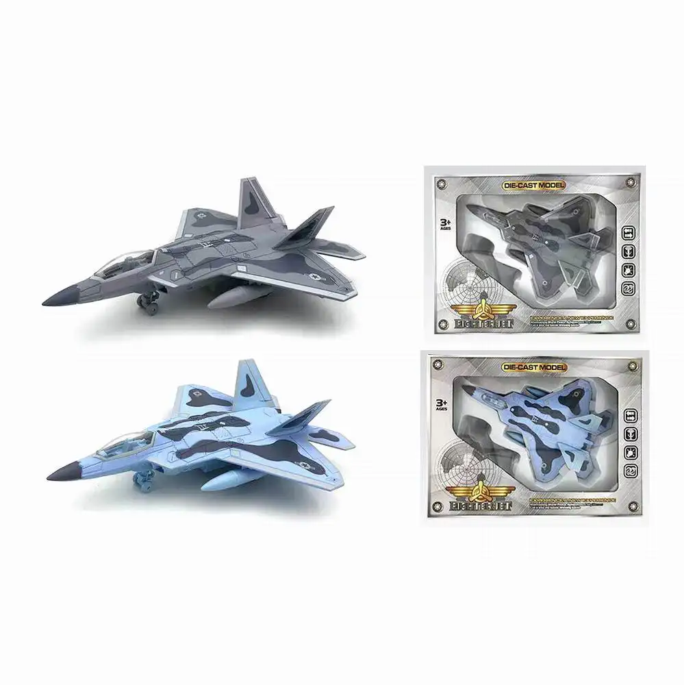 Serie Fighter giocattoli pressofusi pressofuso giocattolo in lega pressofusa light music fighter jet diecast model F22 aereo da combattimento giocattolo in metallo
