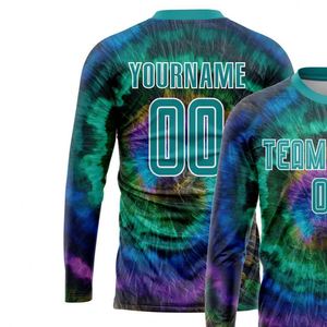 Nueva Camiseta de Fútbol de Manga Larga Premium Sublimada con Efecto Tie Dye, Camiseta de Entrenamiento de Fútbol Transpirable de Secado Rápido para Hombre - Product Image 3