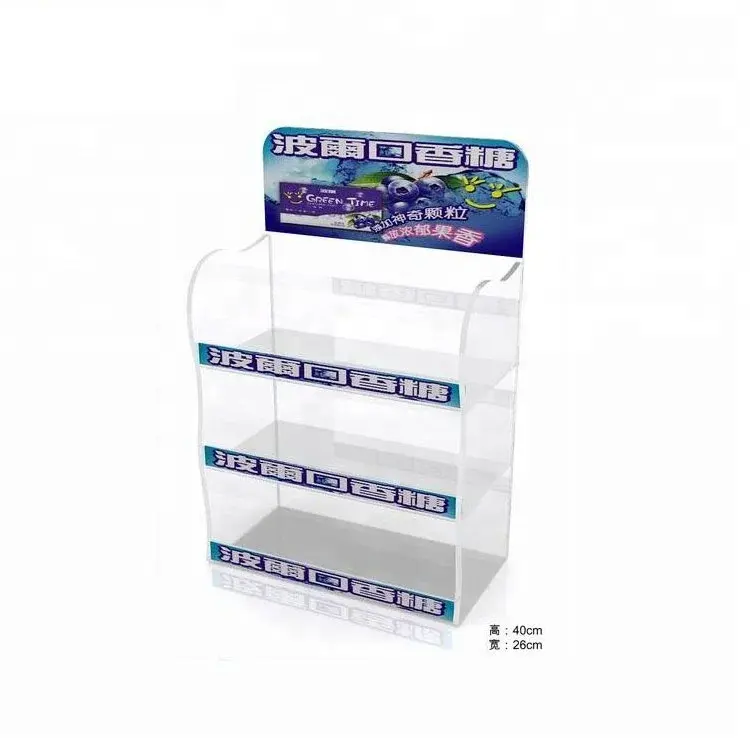 Fábrica direta bancada Clear Acrílico Rotatable Display Stand para goma de mascar e outros Display Racks