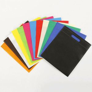 Bolsa de compras portátil de tela no tejida spunbond con bolsillo plano, perforada con cuatro agujeros, para tiendas de ropa y supermercados, con espacio para publicidad. - Product Image 1