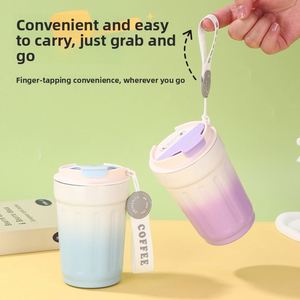 Gradient Octagonal Coffee Mug 380ml 316 Stainless Steel Insulated Water <b>Cup</b> Ceramic Inner Liner Portable Tumbler with Sling - Product Image 2