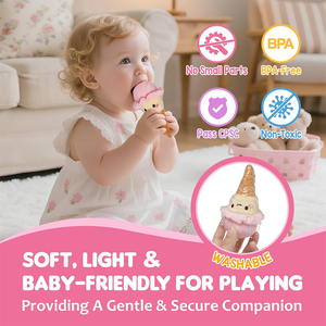 ตุ๊กตาขนมหวานคุณภาพสูง ชุดของเล่นนุ่ม 5 ชิ้น พร้อมเสียงเขย่า กระดาษเสียงกรอบแกรบ ของเล่นบีบมีเสียง และกระจกสำหรับเด็กเล็ก - Product Image 3