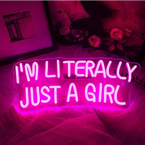 Panneau néon « I'M Literally Just a Girl » en rose, panneau LED néon pour décoration murale - Product Image 2