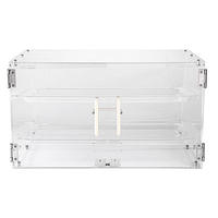 Vitrine de comptoir multi-niveaux en acrylique transparent sur mesure, boîte de présentation alimentaire pour boulangerie avec porte arrière pour gâteaux, pains et beignets