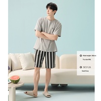 Pyjama d'été sportif en modal pour femme Sweethoney, doux, au-dessus du genou, uni, à manches courtes, pour couple, fin et frais, pour la maison