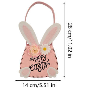 Pascua <span class=keywords><strong>Stasher</strong></span> Bag Tote Bag Basket Cute Small Rabbit Cubo de Pascua DIY Kids Egg Hunt Easter Bunny Felt Tote Bag Basket - Product Image 3