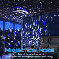 Projecteur d'images rotatif à 360 degrés moderne, directement de l'usine, bleu clair, rose, violet, en forme de lune, pour enfants, commande tactile PC