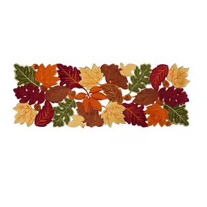 OWENIE Thanksgiving Day Fall Dinning Room Decoration 13x36 inch Embroidered Luxury Harvest Maple Leaf Table Runners