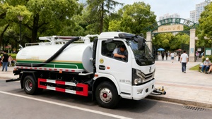 Camion de nettoyage de voirie Dongfeng à 4 roues avec aspiration des eaux usées, balayeuse routière, moteur diesel automatique, pompe à aspiration des eaux usées Euro 6 - Product Image 2