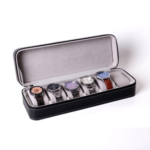 Voyage <span class=keywords><strong>6</strong></span> fentes <span class=keywords><strong>montres</strong></span> boîte de <span class=keywords><strong>rangement</strong></span> en cuir PU noir stockage luxe montre-bracelet Bracelet boîtier boîte - Product Image 1