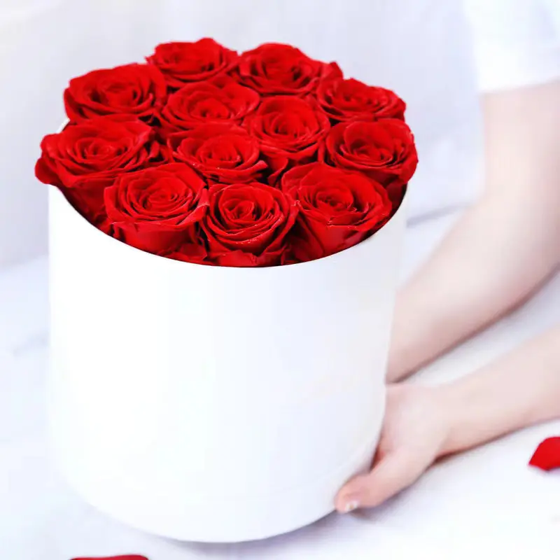Factory Wholesale Valentines Mothers Day Gifts Real Forever Everlasting Preserved Roses Box Flower In Custom Boxes