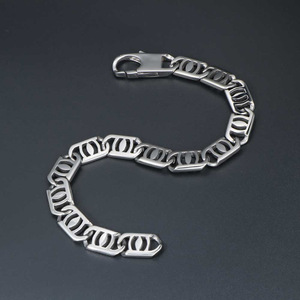 Men's <b>Titanium</b> Steel Bracelet 21Cm Geometric <b>Chain</b> Silver Gray Hip Hop Style CE021 - Product Image 3