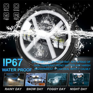 Phares LED ronds en forme de X de 7 pouces avec DRL et clignotant pour j-eep W-rangler JK grand <span class=keywords><strong>cherokee</strong></span> projecteur lentille phare LED - Product Image 5