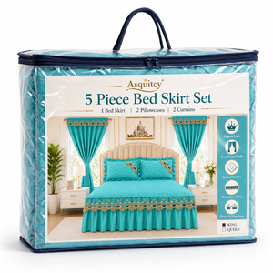 Set da camera da <span class=keywords><strong>letto</strong></span> di lusso a 5 pezzi pronto per la spedizione, <span class=keywords><strong>con</strong></span> gonna <span class=keywords><strong>letto</strong></span> trapuntata, tende e federe abbinate, per <span class=keywords><strong>letto</strong></span> matrimoniale o king size. - Product Image 1