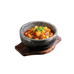 Top Quality Cheap Price Korean Cookware Natural Granite Sizzling Stone Dolsot Bibimbap Rice Soup Bowl Restaurant Serving Pot