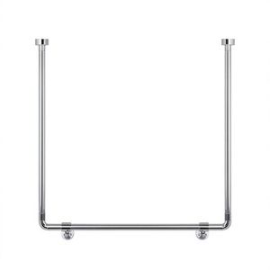 Barra de Cortina Universal de Aluminio Cromado de 60 cm para Cortinas de Ducha - Product Image 2