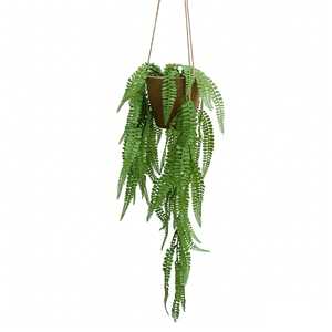 Plante artificielle suspendue de type fougère de Boston avec corde <span class=keywords><strong>en</strong></span> chanvre, fougère moelleuse <span class=keywords><strong>en</strong></span> papier mâché, plantes suspendues pour la décoration intérieure de la maison et de la cuisine - Product Image 3