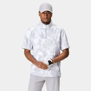 Custom printed tie dye luxury high quality breathable short sleeve waterproof lightweight quarter zip golf pullover
