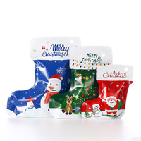 Sachet d'emballage cadeau pour bonbons, imprimé sur mesure, en forme de pied de Noël, découpé à la forme, avec logo