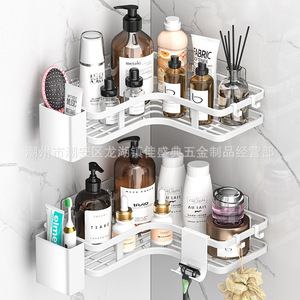 Triangle Wall Mounted Bathroom <b>Shelf</b> No Drill <b>Corner</b> Storage Rack For Toiletries 2 Tier Custom Size - Product Image 3