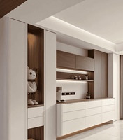Aparador Moderno de Madera para Sala de Estar, Personalizado, con Iluminación LED, Marco de Aluminio y Puerta de Vidrio, Venta Caliente del Fabricante