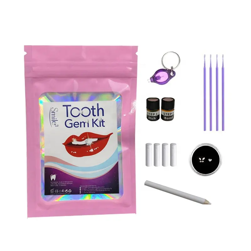 Diy At Home Teeth Gem Set Material Bonding Light Cure Adhesive Blue Gel Tooth Jewelry Tooth Gem Kit