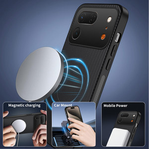 Étui arrière en cuir texturé fibre de carbone magnétique mat avec support pour Tecno Spark 50 Pro <span class=keywords><strong>4G</strong></span> / KO5, compatible charge sans fil - Product Image 3
