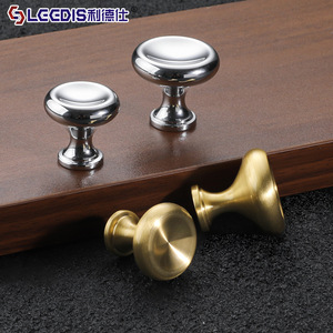 LCCDIS Cabinet <b>Knobs</b> Brass Round Single Hole Modern Drawer Cabinet Door Handle Durable Furniture Hardware - Product Image 1