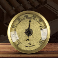 Hygromètre mécanique vintage en métal argenté et doré, style insert rond de 57 mm, pour boîte à cigares et humidor