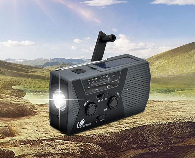 Hand Crank Emergency Weather Radio with Solar Panel NOAA/AM/FM Radio USB Phone Charger Camping Flashlight Read Lamp for SOS