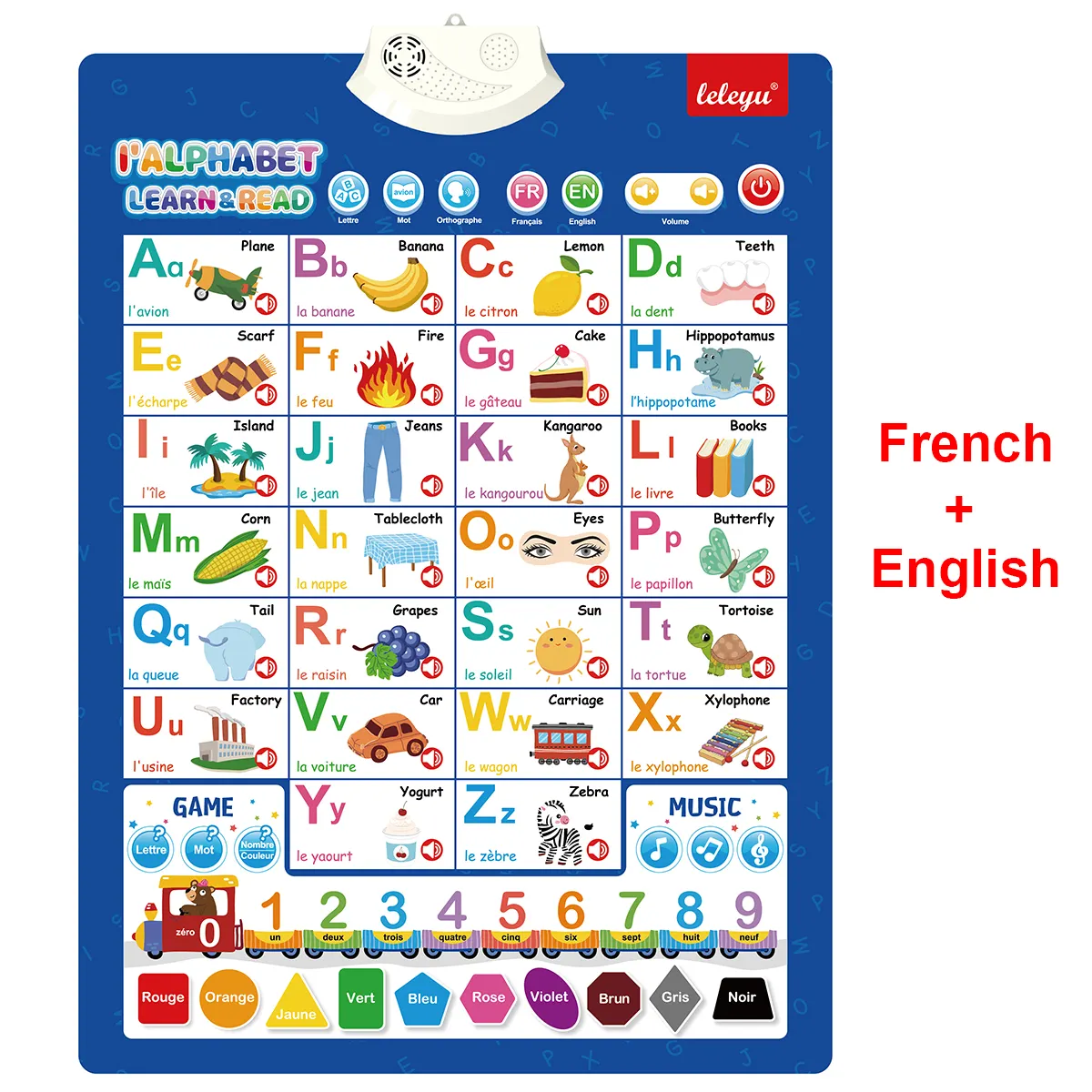 LWG040 फ्रेंच अक्षर बात कर पोस्टर प्रारंभिक शिक्षा इलेक्ट्रॉनिक इंटरैक्टिव स्पेनिश अरबी अंग्रेजी द्विभाषी सीखने चार्ट