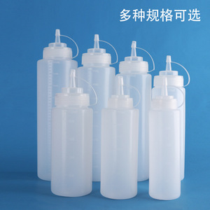 Bouteille en plastique à presser avec bec verseur pointu translucide pour la distribution de sauces et d'huiles, plusieurs spécifications, logo personnalisable - Product Image 5