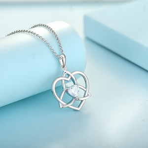 Aniversario San Valentín mujeres 925 plata esterlina nudo celta corazón colgante collar con piedra de circón brillante perfecto - Product Image 3