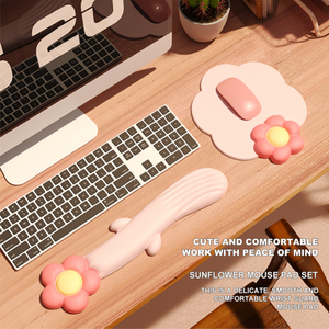 แผ่นรองเมาส์รูปดอกไม้น่ารักแบบพกพาพร้อมที่รองข้อมือสำหรับคีย์บอร์ด ชุดรองรับข้อมือตามหลักสรีรศาสตร์สำหรับคอมพิวเตอร์ - Product Image 4