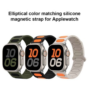 Bracelet de montre en silicone bicolore Forwelleny, bracelet sport ovale segmenté bicolore pour <span class=keywords><strong>Apple</strong></span> Watch Series 11 10 9 <span class=keywords><strong>8</strong></span> Ultra 2 49 mm 45 mm - Product Image 3