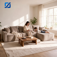 Vakuumkomprimiertes Boxsofa Rostbraun Gesteppter Stoff L-Form Konvertierbares Ecksofa Kombination Wohnzimmer-Set