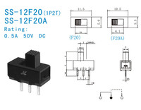 Defond SS-12F20 Mini 3 broches SMD 36VDC interrupteurs à glissière 0.5A interrupteurs à glissière 3 voies à vendre